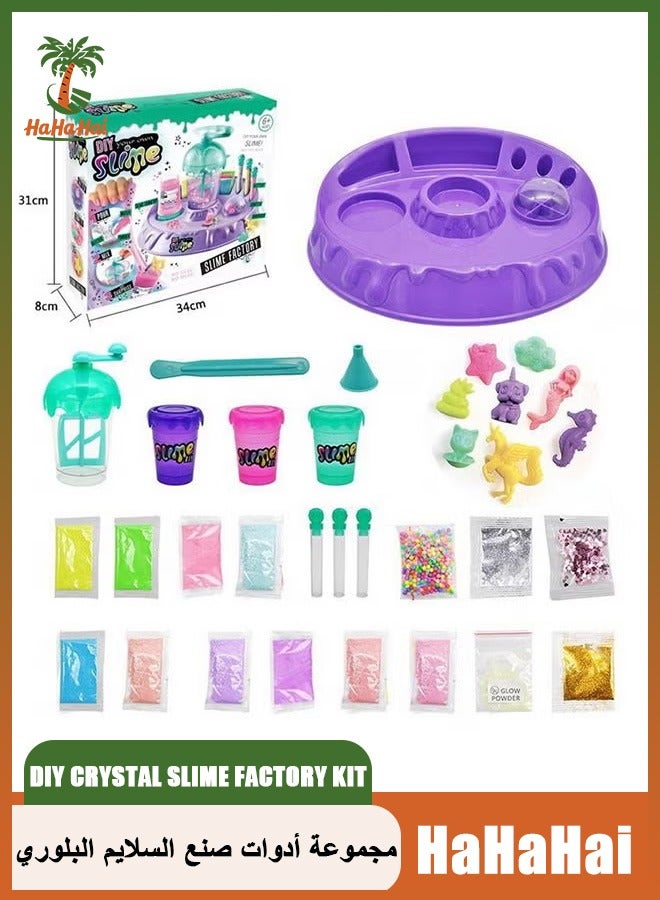 HaHaHai DIY Crystal Slime Factory Kit for Kids – Make 10 Colorful Slimes Just Add Water, No Glue, No Mess – Glitter Foam Non-Sticky Slime Making Set with Shakers & Decorations (Perfect Kids Gift) - Image 1