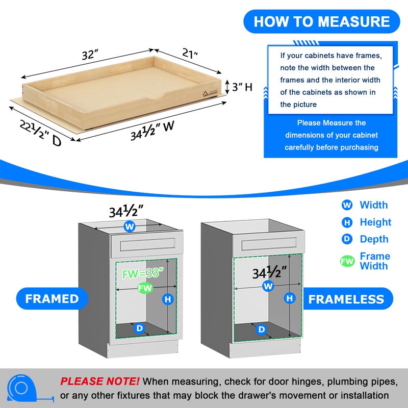 WelFurGeer Soft Close Pull Out Drawers for Kitchen Cabinets, 32" W x 21" D Pull Out Cabinet Organizer, Heavy-Duty Cabinet Organizer, Space-Saving Pullout Drawer for Home & Kitchen Organization - Image 5