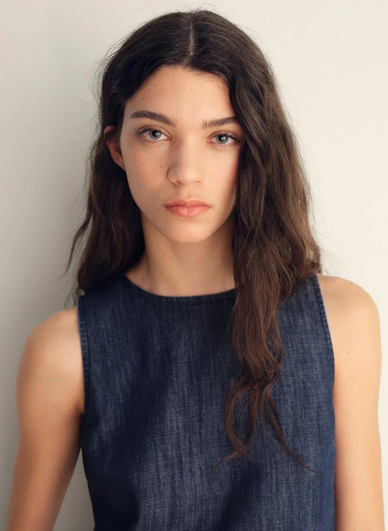 MANGO Rinse-Wash Denim Crop Top