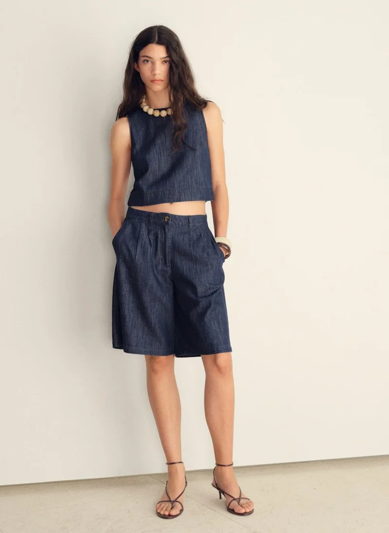 MANGO Rinse-Wash Denim Crop Top