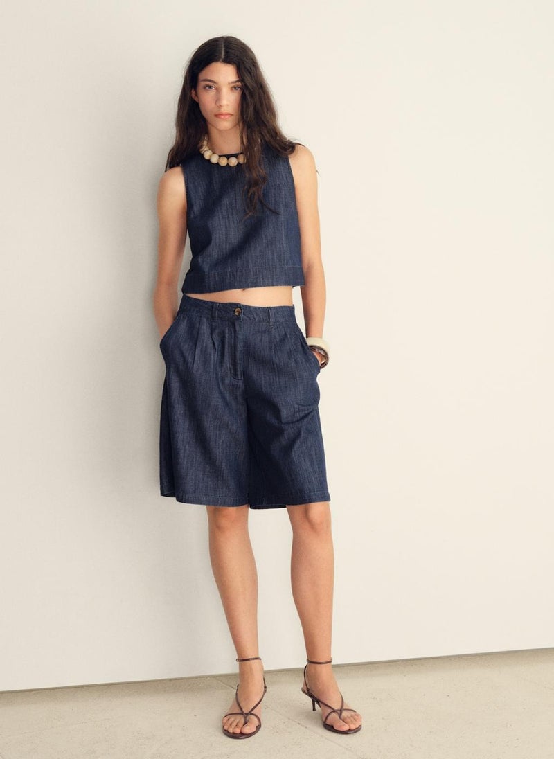 MANGO Rinse-Wash Denim Crop Top  - Image 4