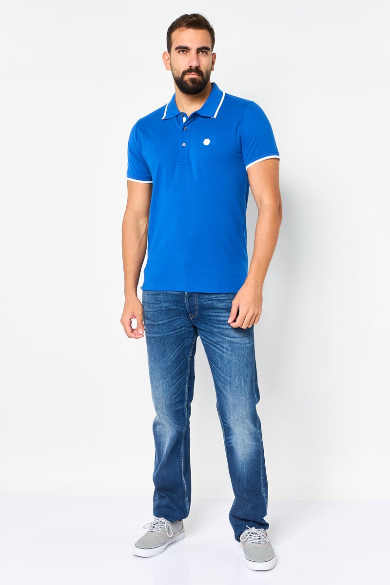 CERRUTI 1881 Men Regular Fit Embroidered Logo Short Sleeve Polo Shirt, Dark Blue - Image 4