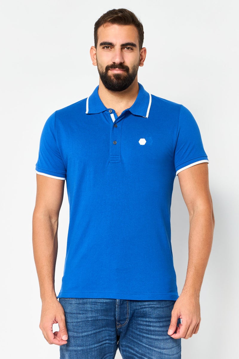 CERRUTI 1881 Men Regular Fit Embroidered Logo Short Sleeve Polo Shirt, Dark Blue - Image 1