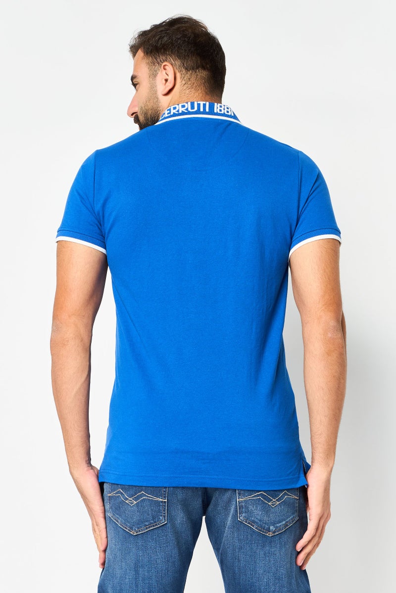 CERRUTI 1881 Men Regular Fit Embroidered Logo Short Sleeve Polo Shirt, Dark Blue - Image 3