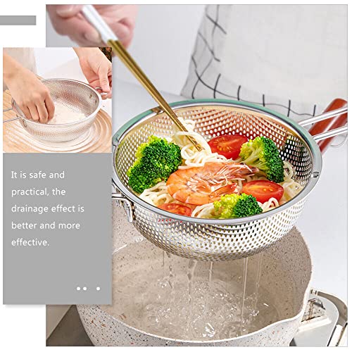 Snevad Skimmer for Food Strainer, Deep Fry Basket Long Handle, Stainless Steel Perforated Large Heavy-Duty Stainless Steel Skimmer with Long Handle Large Perforated Basket for Deep Frying & Straining - Image 2