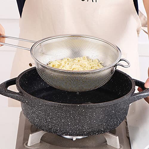 Snevad Skimmer for Food Strainer, Deep Fry Basket Long Handle, Stainless Steel Perforated Large Heavy-Duty Stainless Steel Skimmer with Long Handle Large Perforated Basket for Deep Frying & Straining - Image 4