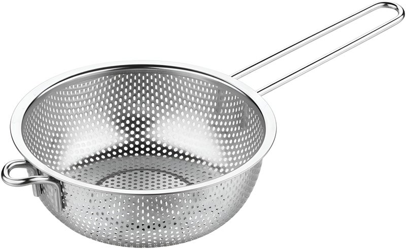 Snevad Skimmer for Food Strainer, Deep Fry Basket Long Handle, Stainless Steel Perforated Large Heavy-Duty Stainless Steel Skimmer with Long Handle Large Perforated Basket for Deep Frying & Straining - Image 1