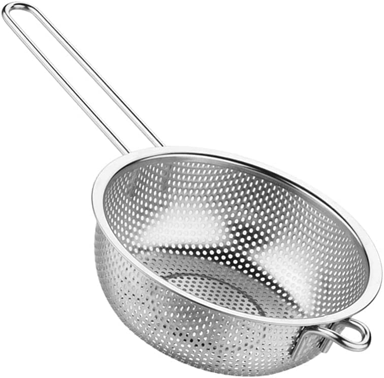 Snevad Skimmer for Food Strainer, Deep Fry Basket Long Handle, Stainless Steel Perforated Large Heavy-Duty Stainless Steel Skimmer with Long Handle Large Perforated Basket for Deep Frying & Straining - Image 3