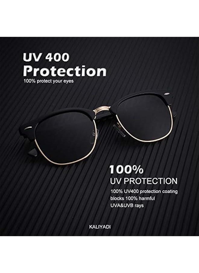 ماركة غير محددة KALIYADI Sunglasses Men Polarized Sunglasses for Men Women Unisex Semi-Rimless Frame Retro Driving Sun Glasses UV Blocking  - Image 2