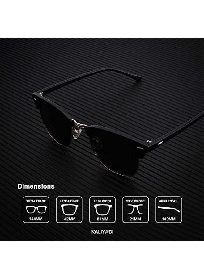 ماركة غير محددة KALIYADI Sunglasses Men Polarized Sunglasses for Men Women Unisex Semi-Rimless Frame Retro Driving Sun Glasses UV Blocking  - Image 4