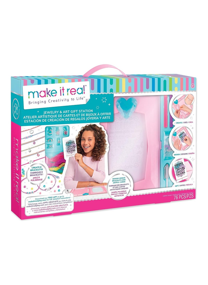 Make It Real Make It Real  Greeting Card & Jewellery Studio Craft Kit for Kids Creative Kit  - Image 1