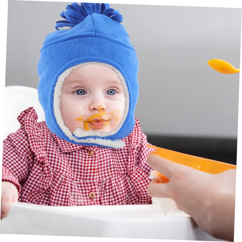Cute Trapper Hat And Warm Mittens Set For Kids Boys Girls Outdoor Winter Blue - Image 3