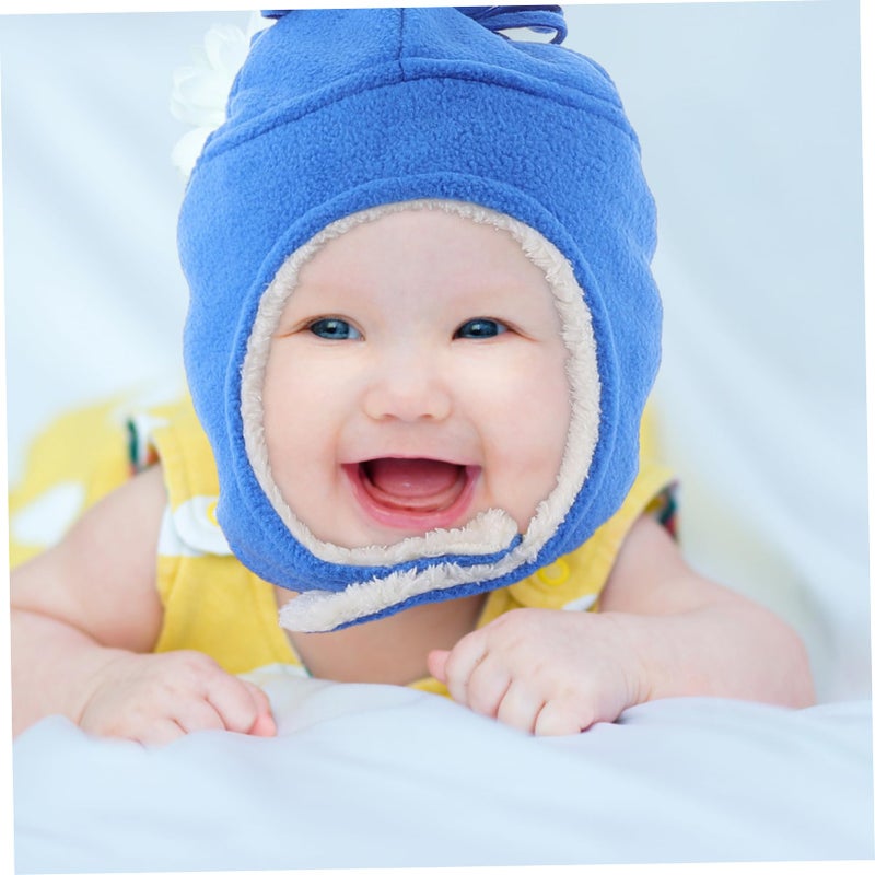 Cute Trapper Hat And Warm Mittens Set For Kids Boys Girls Outdoor Winter Blue - Image 5