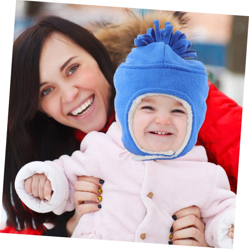 Cute Trapper Hat And Warm Mittens Set For Kids Boys Girls Outdoor Winter Blue - Image 4