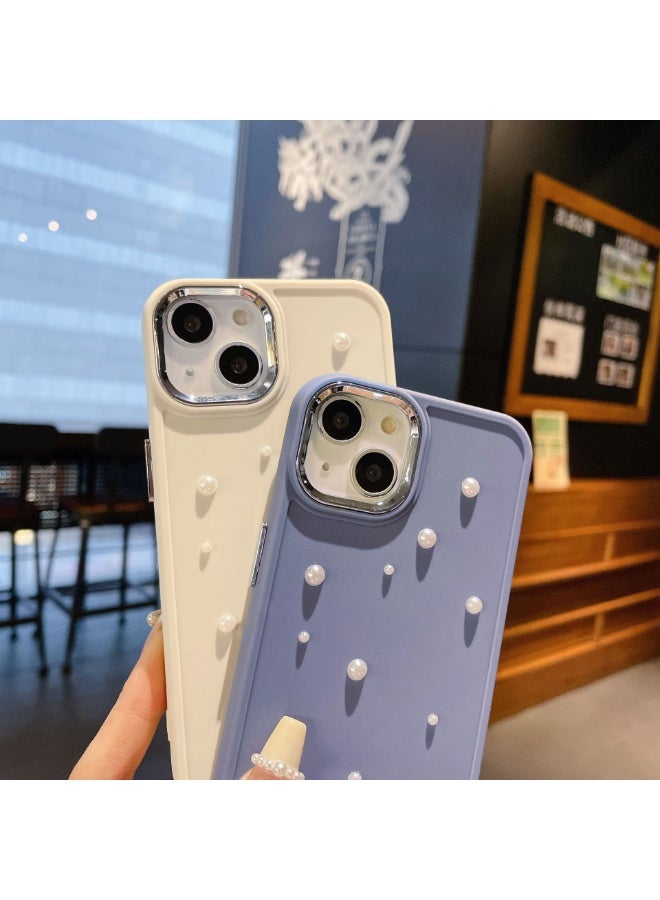 NIBEMINENT Metal Frame Pearl Protective TPU Case Cover For iPhone 15 Pro, Grandma Gray - Image 2