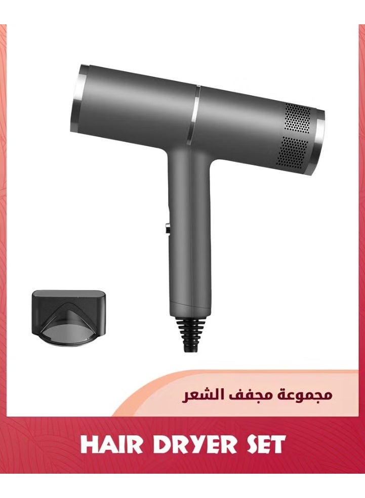 EETU Ionic Hair Dryer,Blow Dryer Set,Foldable Professional High-Speed Fast Drying Brushless Compact blower with Magnetic Concentrator Nozzle Diffuser Attachment For Home,Hotel,Salon,Gray - Image 1