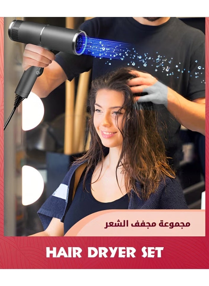 EETU Ionic Hair Dryer,Blow Dryer Set,Foldable Professional High-Speed Fast Drying Brushless Compact blower with Magnetic Concentrator Nozzle Diffuser Attachment For Home,Hotel,Salon,Gray - Image 3