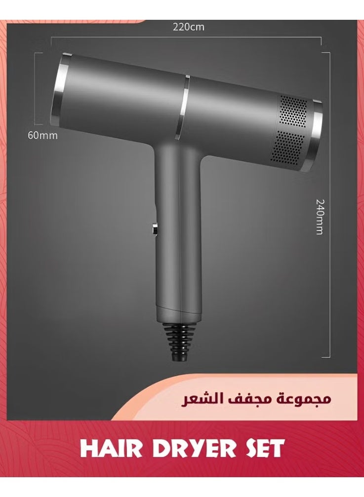 EETU Ionic Hair Dryer,Blow Dryer Set,Foldable Professional High-Speed Fast Drying Brushless Compact blower with Magnetic Concentrator Nozzle Diffuser Attachment For Home,Hotel,Salon,Gray - Image 2