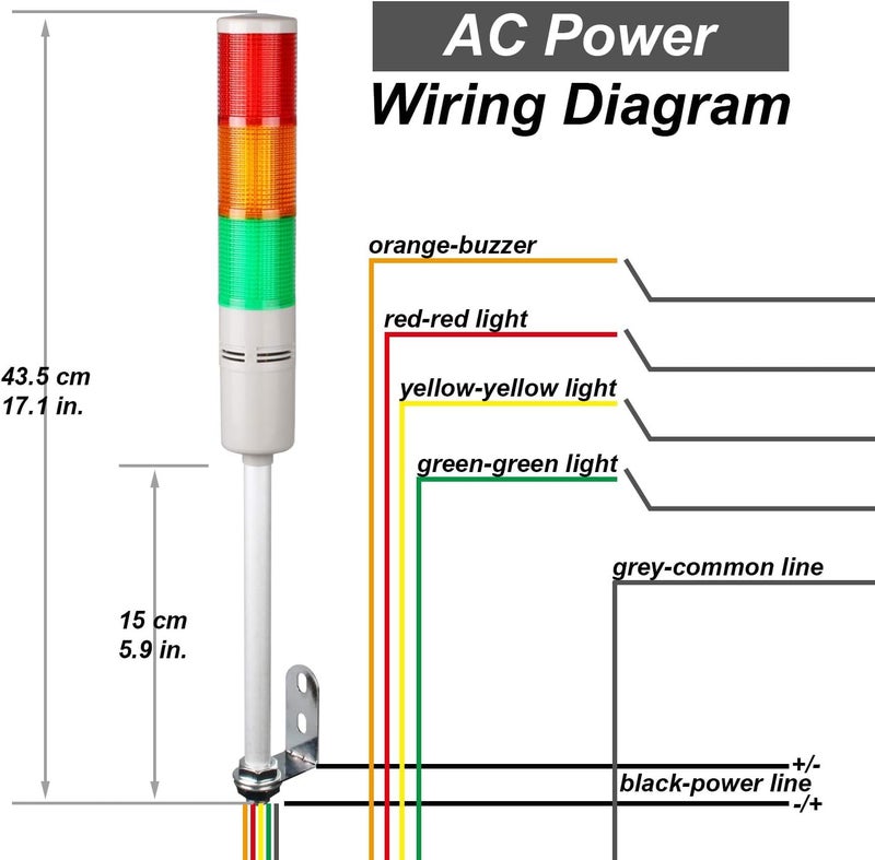 Litost Litost 3 Layer Stack Light Signal Tower Light with Buzzer 220 Volt AC 3 Tier REDGreenYellow  - Image 3