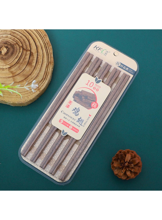 Solid Wood Chopsticks Household Natural Chicken Wenwood Wood Wood Wood Wood Wood Wood Chopsticks Kitchen Tableware No Lacquer Waxes-Color:Hunan Qianwei 1155 Red Sandalwood 10 Double Suction Cards  - Image 4