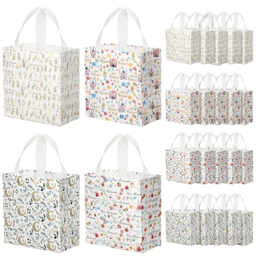 Amylove 24 Pcs Reusable Eid Mubarak Gift Bags with Handles Non Woven Ramadan Goodie Bags Eid Mubarak Party Favor Treat Gift Wrapping Shopping Tote Ramadan Party Supplies 92 x 87 x 43 - Image 1