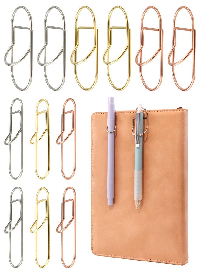 GAUENEEN 12 Pcs Metal Pen Clips, Colorful Pen Holder Clips for Notebook Journal and Book, Paper Clips Bookmarks for Students, Professionals, and Teachers (2 Sizes) - Image 1