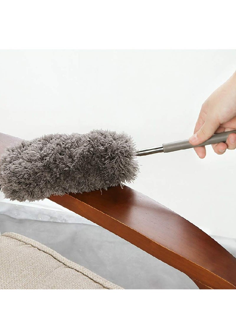 2pcs Creative Stretch Microfiber Duster Adjustable Feather Duster Household Dusting Brush Car Cleaning - Gray  - Image 2