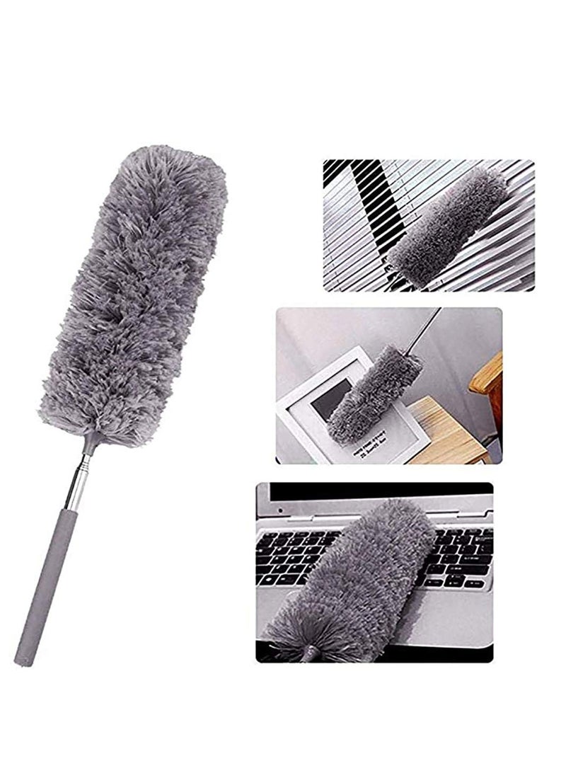 2pcs Creative Stretch Microfiber Duster Adjustable Feather Duster Household Dusting Brush Car Cleaning - Gray  - Image 4