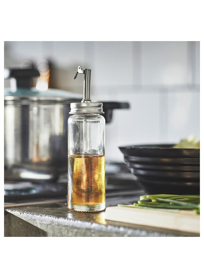 زبون زجاجة زيت/خل، زجاج شفاف/فولاذ مقاوم للصدأ، 16 سم - Image 3