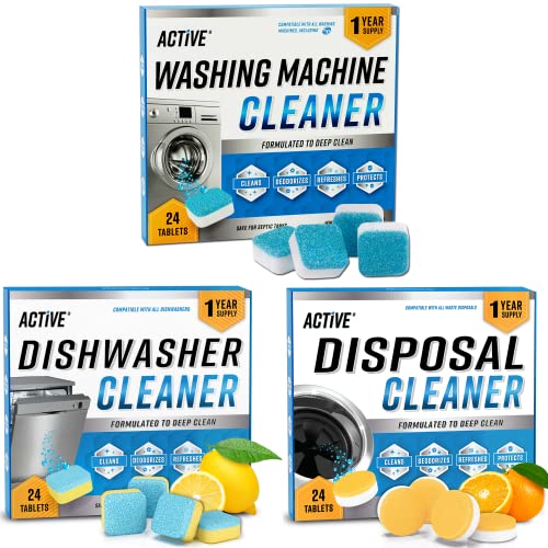 Active Washing Machine Dishwasher & Disposal Cleaning Tablets - Appliance Refresh Bundle Includes 12 Month Supply Cleaner Deodorizer, Washer Descaler, Disposer Freshener Deep 72 - Image 1