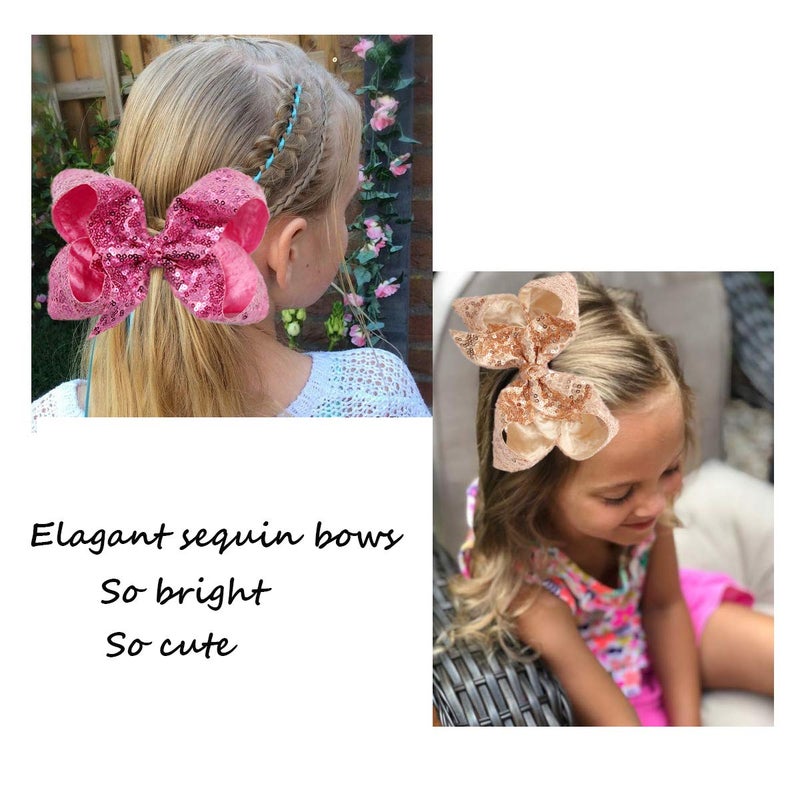 CellElection 15Pcs Bling 6 Inch Hair Bows Large Big Sparkly Glitter Sequin Bows Alligator Hair Clips for Baby Girls Toddlers Kids Children Teens - Image 5