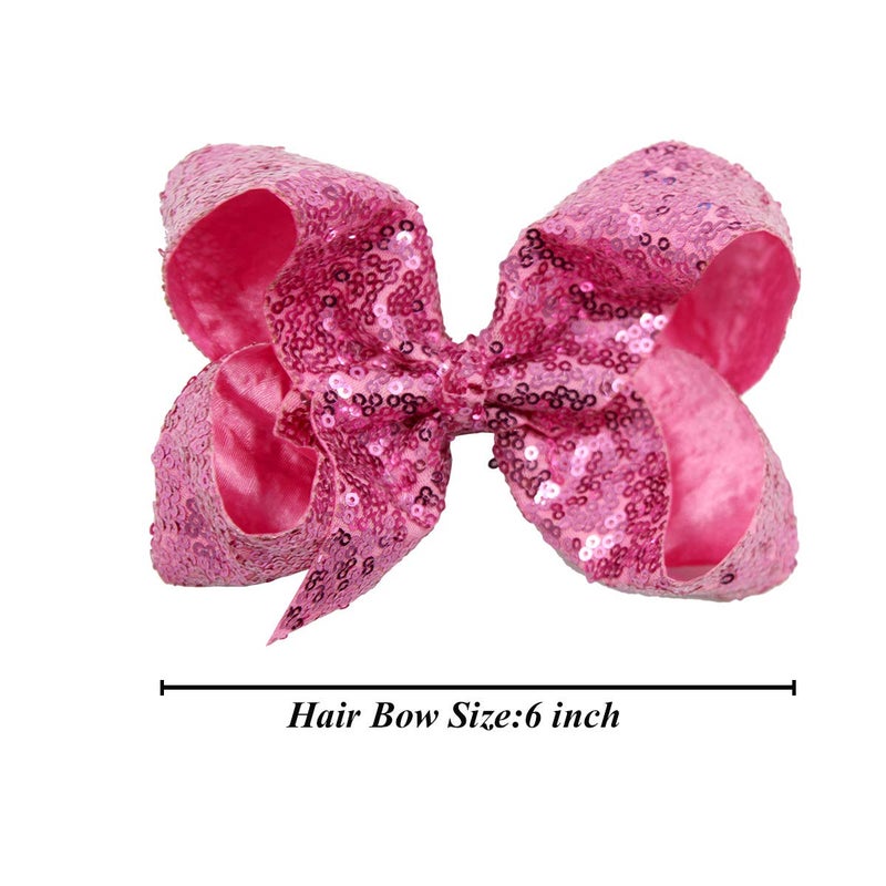 CellElection 15Pcs Bling 6 Inch Hair Bows Large Big Sparkly Glitter Sequin Bows Alligator Hair Clips for Baby Girls Toddlers Kids Children Teens - Image 2