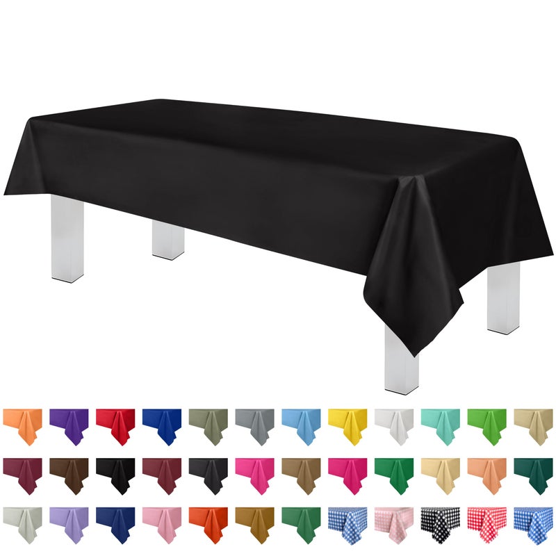 Grandipity 12 Pack Premium Disposable Plastic Tablecloth 54 Inch x 108 Inch Decorative Rectangle Table Cover  Black
