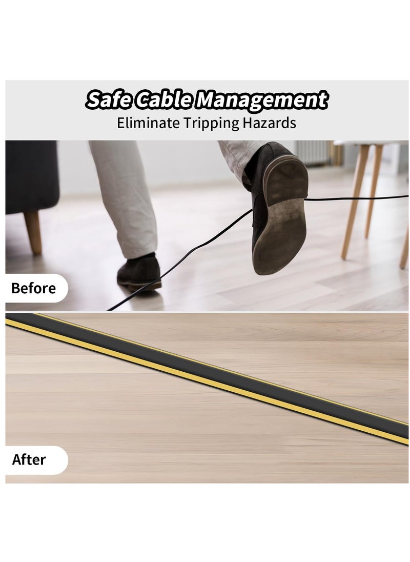 Excefore - Floor Cable Cover, Outdoor Cable Protector, Self-Adhesive Wire Cover for Cables, Rubber Cable Floor Cover For Office Factories Garages Cords Protection On Floor Wall, 2M - Image 1