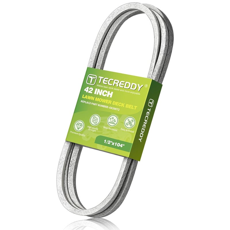 Tecreddy GX20072 Deck Belt for John Deere 42 inch Lawn Mower - Drive Belt Compatible with L110 D110 D130 100 Series (1/2" X 104") - Image 1
