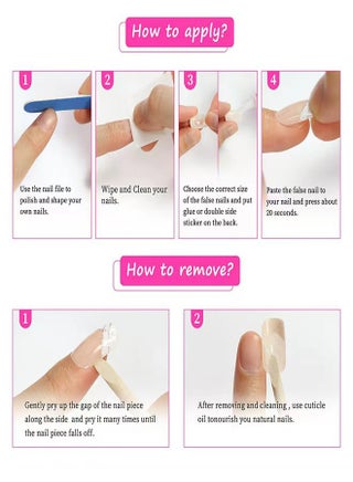 Pink French Press-On Nails, Wear-On Nails, Square Acrylic Pink False Nails, French Artificial Nails For Women And Girls, 24 Pieces - view 5