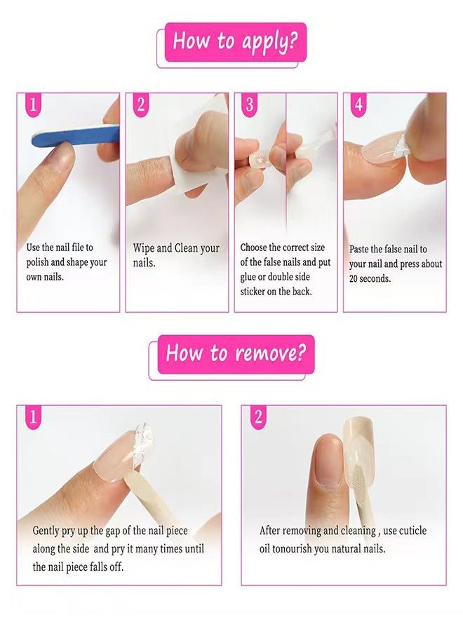 kaixin Pink French Press-On Nails, Wear-On Nails, Square Acrylic Pink False Nails, French Artificial Nails For Women And Girls, 24 Pieces - Image 5