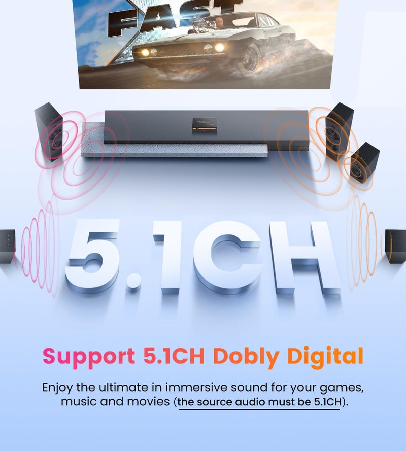 avedio Links 4K HDMI Audio Extractor Splitter, 1080P HDMI Audio Converter Adapter + Optical Toslink SPDIF + L/R Stereo Analog Audio Compatible with Fire Stick, Blu-Ray Player (4K 30Hz Black) - Image 3