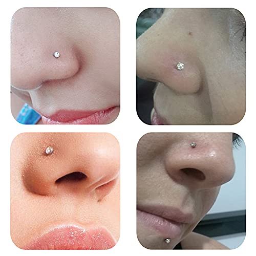 MILACOLATO 20G Nose Rings 316L Surgical Stainless Steel Nose Ring Studs L Shaped Studs Rings CZ Nose Ring Labret Nose Piercing Jewelry for Men Women - Image 5