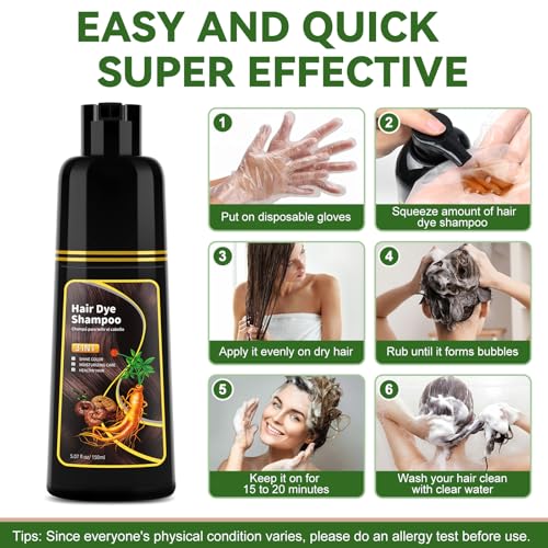 BELEZALIB Dark Brown Hair Dye Shampoo - Natural Nutrition for Gray Hair Coverage, 3 in 1 Shampoo for women, Semi Permanent Hair Color for Instant, Lasts 30 Days/Natural herbal Ingredients, 150 ML/5.07 OZ - Image 5