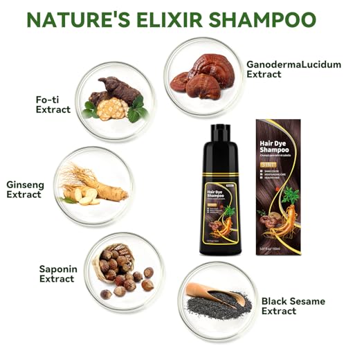 BELEZALIB Dark Brown Hair Dye Shampoo - Natural Nutrition for Gray Hair Coverage, 3 in 1 Shampoo for women, Semi Permanent Hair Color for Instant, Lasts 30 Days/Natural herbal Ingredients, 150 ML/5.07 OZ - Image 3