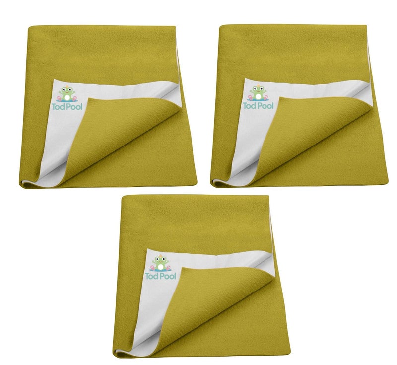 Tod PooL حامي سرير تواد بول القابل للتنفس | فليس مضاد للتقشر عالي الامتصاص قابل للغسل | ورقة مقاومة للماء سريعة الجفاف | ورقة حامي سرير للأطفال والبالغين (3، ذهبي، متوسط (70x100 سم)) - Image 1