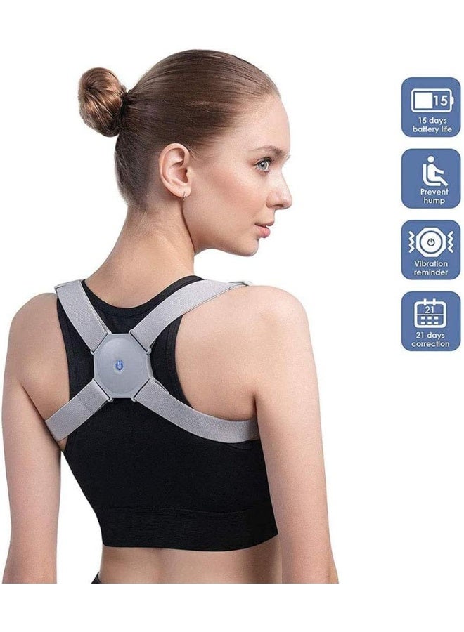 مثبت وضعية قابل للتعديل HSRG، تذكير ذكي بالوضعية مع اهتزاز حساس قابل للتعديل لدعم الجزء العلوي من الظهر ومنع انحناء الظهر، للرجال والنساء والأطفال - Image 1