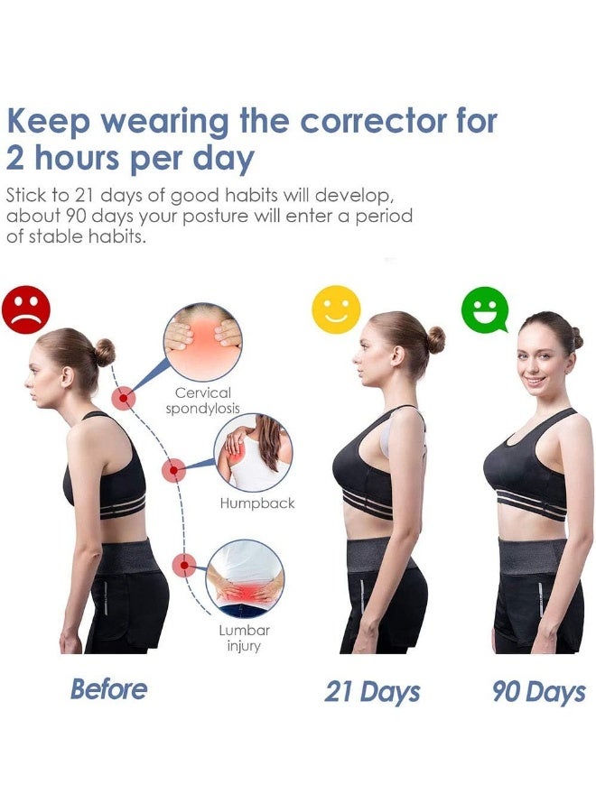 مثبت وضعية قابل للتعديل HSRG، تذكير ذكي بالوضعية مع اهتزاز حساس قابل للتعديل لدعم الجزء العلوي من الظهر ومنع انحناء الظهر، للرجال والنساء والأطفال - Image 3