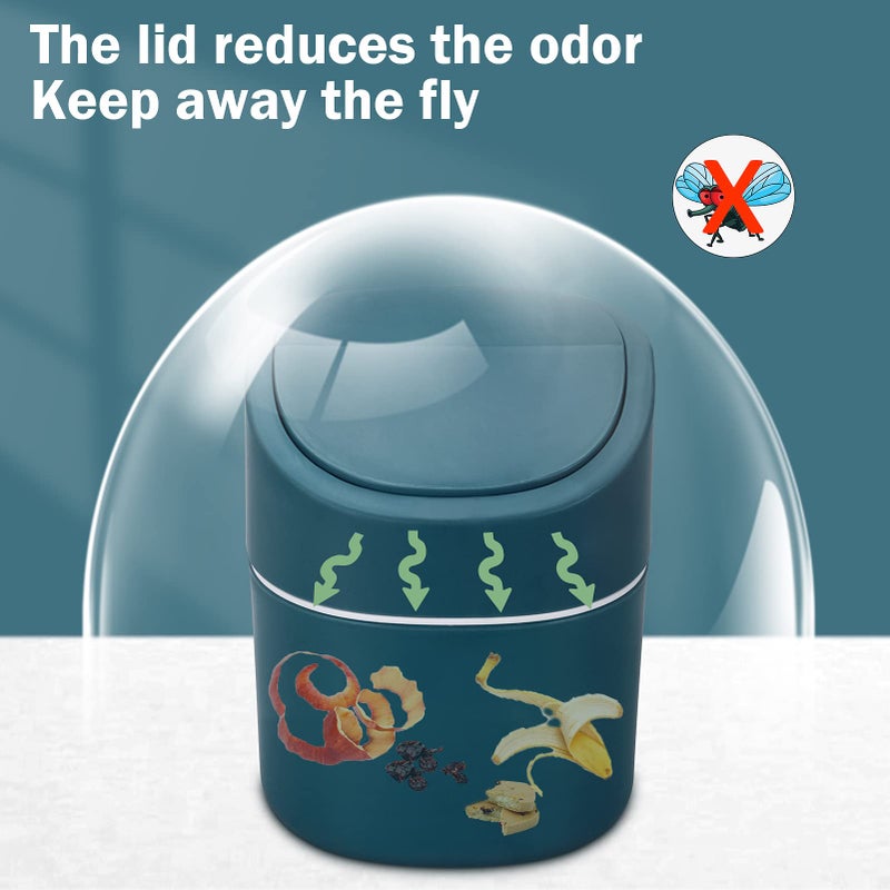 Business King سلة مهملات ميني كينج للأعمال مع غطاء و180 كيس قمامة، سلة قمامة صغيرة بغطاء متأرجح، سلة نفايات بلاستيكية مغطاة للطاولة - Image 3