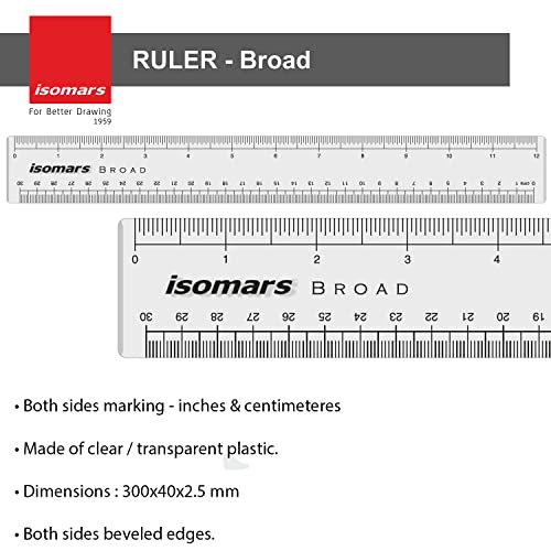 Isomars Folded Ruler – 12 Inch Measuring Scale - Set of 3 for Drawing, Craft, School & Office Use – Durable Foldable Plastic Ruler - Image 2