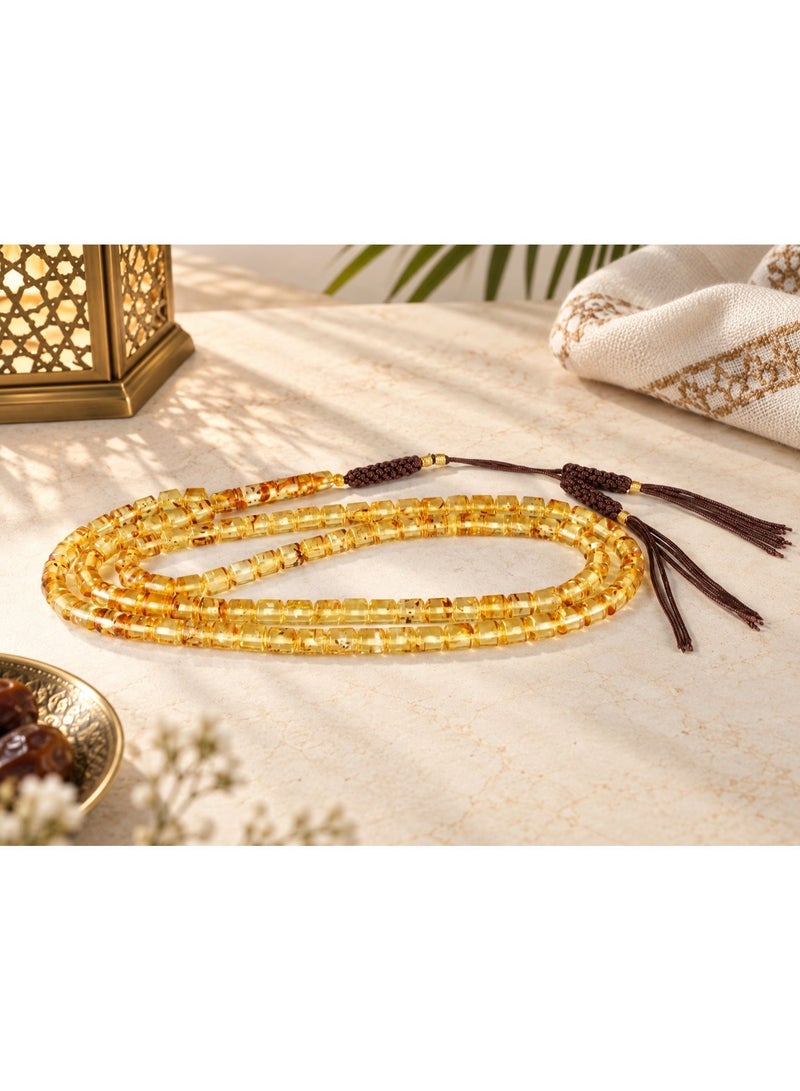TranquilBeads Natural Baltic Flower Amber Tasbih with Certificate, 99 Beads Misbaha with Handmade Woven Tassel & Gift Box, Gift for Ramadan, Eid, Hajj & Umrah - Image 2