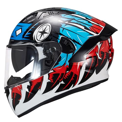 VCOROS Full Face Motorcycle Helmet X9 with Inner Sun Visor DOT Approved Motorbike Moto Street Bike Racing Helmet(Indian-Eagel, L) - Image 1