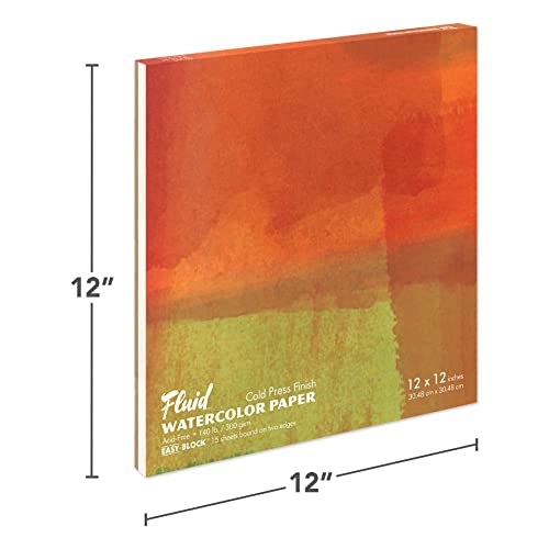Speedball Fluid Watercolor Paper Block, 12 x 12 inches, 15 Sheets, 140 lb (300 GSM) Cold Press Pad for Artist Painting and Wet Media - Image 2
