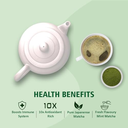 Golden Tips Japanese Mint Matcha Green Tea Powder – 50g (50 Servings) Tin Can, No Additives, Antioxidant-Rich Superfood, No Artificial Sweeteners - Image 2